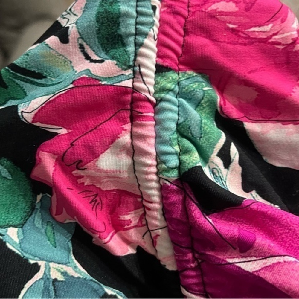Carmen Marc Valvo Tankini Top Pink Floral Ruched Tie Side Corded Hem $110 C2H268 - Picture 10 of 16